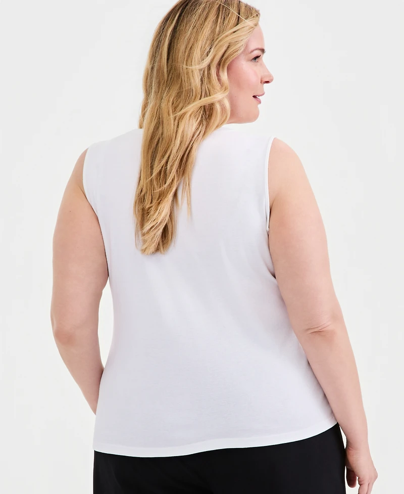 Style & Co Plus Split-Neck Solid Knit Tank Top, Macy's Exclusive