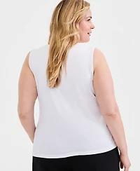 Style & Co Plus Split-Neck Solid Knit Tank Top, Macy's Exclusive