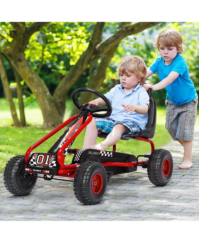 Givimo 4 Wheel Pedal Powered Ride On Car with Adjustable Seat