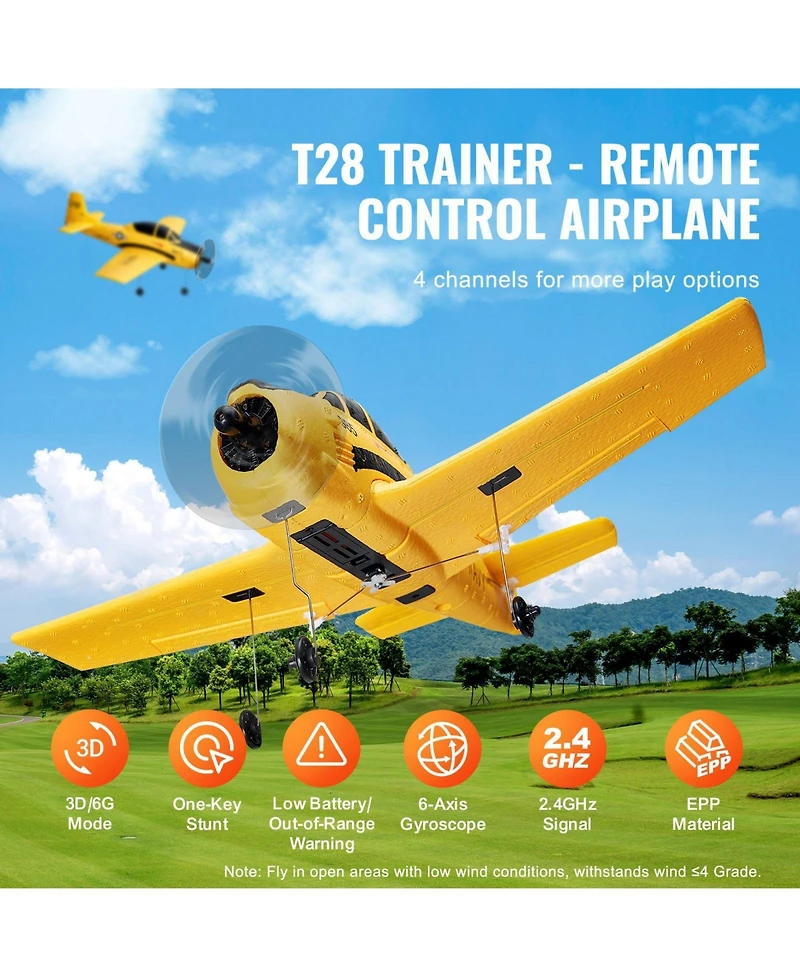 Sugift 4-Channel Rc Plane, Ready-to-Fly Trainer with Gyro