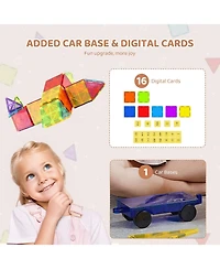Sugift 55-pc Magnetic Tiles Starter Set with Car Base & Number Cards