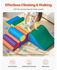 Sugift 7-Piece Foam Climbing Set for Toddlers - Pu Leather Blocks