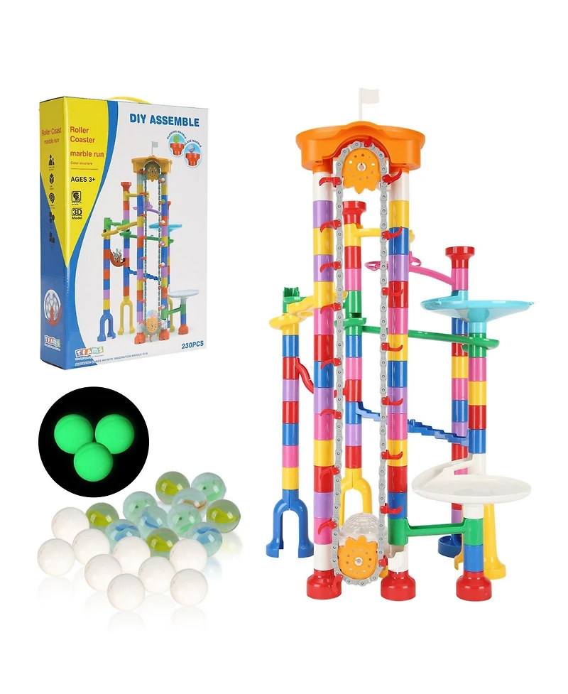 Sugift 230-Piece Marble Run Set with Motorized Elevator & 15 Marbles