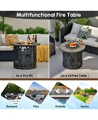 Sugift 32 Inch 30000 Btu Fire Pit Table with Fire Glasses and Pvc Cover