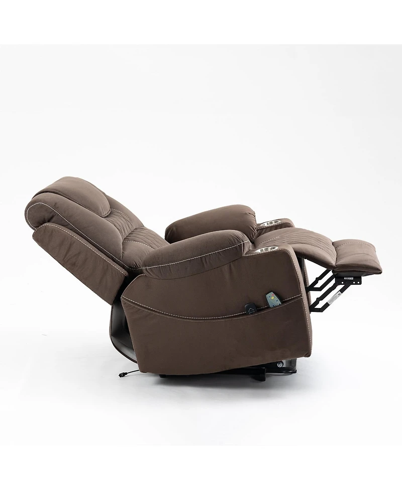 Boyel Living Velvet Recliner Chair with 2 Cup Holder, Lounge Chair Power Lift Chair Relax Sofa Chair