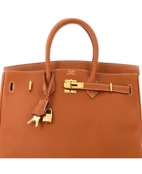 Pre-Owned HERMES Birkin 35 Handbag Brown Togo with Gold Hardware