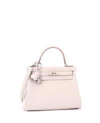 Pre-Owned HERMES Kelly 28 Handbag Light Evercolor with Palladium Hardware
