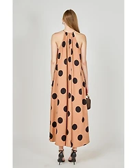 endless rose Women's Polka Dot Halter Neck Maxi Dress