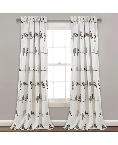 Lush Decor Rowley Birds Light Filtering Window Curtain Panels, Pair, 52" W x 108" L, Curtains for Bedroom - Farmhouse Curtains for Windows