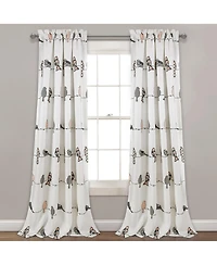 Lush Decor Rowley Birds Light Filtering Window Curtain Panels, Pair, 52" W x 108" L, Curtains for Bedroom - Farmhouse Curtains for Windows