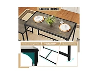 Slickblue 3 Pcs Dining Set Compact Table and 2 Chair with Metal Frame for for Small Space