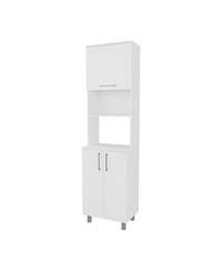 Fm Furniture Kayenta Kitchen Pantry with 2 Pneumatic Door, Open Storage, and Bottom Cabinet, White