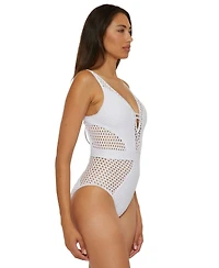 Becca Women's Castaway Fishnet One-Piece Swimsuit