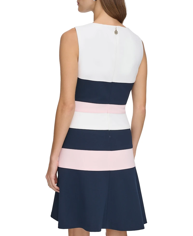 Tommy Hilfiger Women's Colorblocked Scuba Crepe Sleeveless Dress