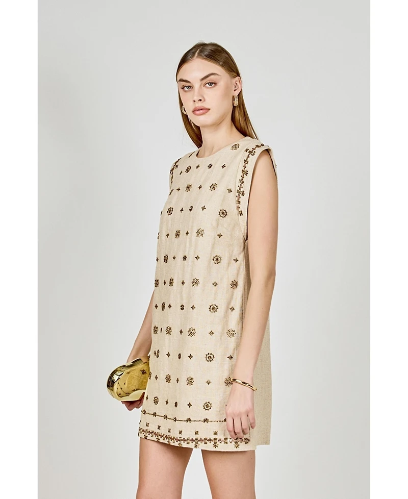 endless rose Women's Beaded Mini Dress