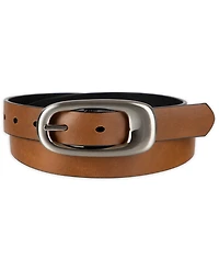 Calvin Klein Reversible Leather Puffed Oval Center-Bar Buckle Belt