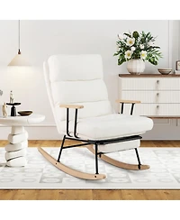 Slickblue Nursery Rocking Chair with Teddy Velvet Upholstery