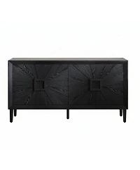 Boyel Living 60" Rustic Farmhouse Wood Credenza with Symmetrical Sunburst Doors