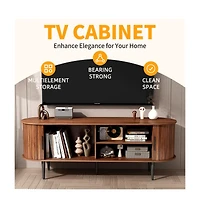 Boyel Living 55 Inches Modern Tv Stand with Storage Compartment and Sliding Door