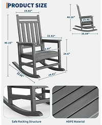gaomon Hdpe Weather-Resistant Rocking Adirondack Chair - 380LBS Heavy Duty, No Complex