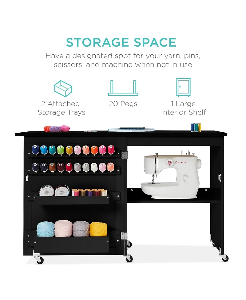 Best Choice Products Sewing Machine Table & Desk w/ Craft Storage and Trays