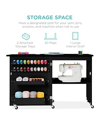 Best Choice Products Sewing Machine Table & Desk w/ Craft Storage and Trays