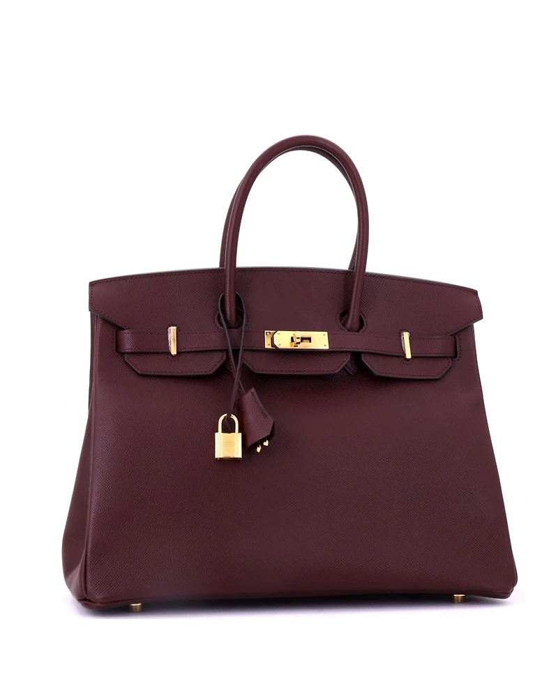 Pre-Owned HERMES Birkin 35 Handbag Red Epsom with Gold Hardware