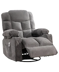 Clihome Oversized Massage Swivel Recliner Chair with Lumbar Heating for Living Room Rocker Recliner with Cup Holders and Usb Charge