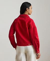 Lauren Ralph Women's Denim Wedge Spread Collar Trucker Jacket