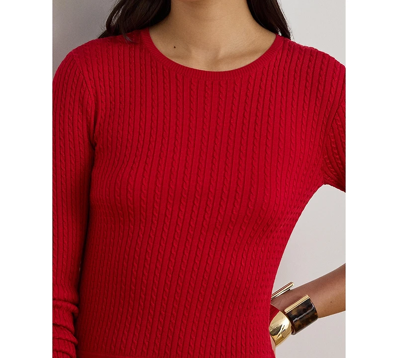 Lauren Ralph Women's Crewneck Pleated Fit and Flare Dress