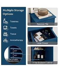 Volenca Wood Freestanding Floor Storage Cabinet with Drawer and Shelf