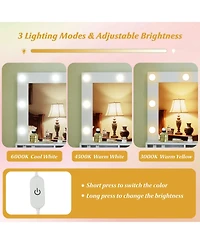 Volenca 31.5" Vanity Desk with Lighted Mirror, 3 Lighting Modes, and Storage Shelves