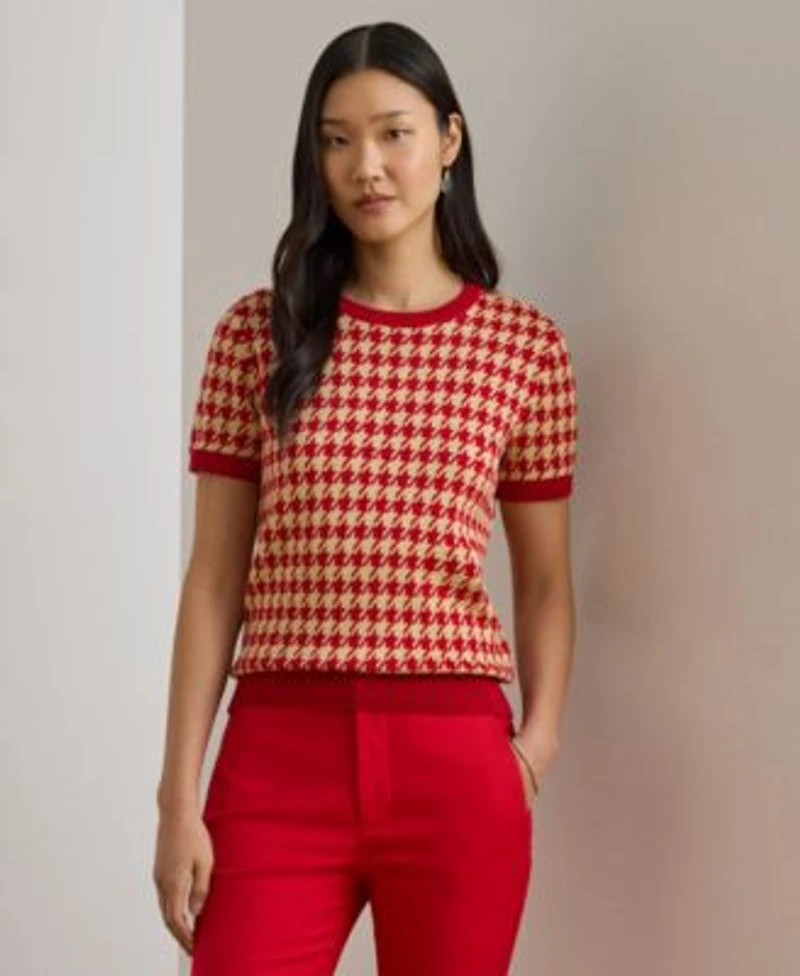 Lauren Ralph Lauren Womens Houndstooth Crewneck Sweater