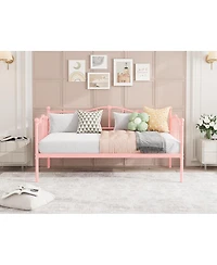 Gaomon Twin Daybed Frame, Metal Platform Sofa Bed with Headboard, Steel Slats, 12” Storage