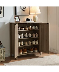 Boyel Living Shoe Cabinet with Slat Style Vented Doors Entryway Storage