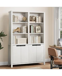 Gaomon Tall Bookshelf with Double Storage, 6-Tier Large Bookshelf, Wide Bookshelves w/ 12 Cubbies, Freestanding Bookcases for Livingroom