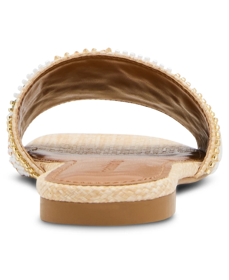 Madden Girl Women's Floral Beaded Slip-On Slide Sandals