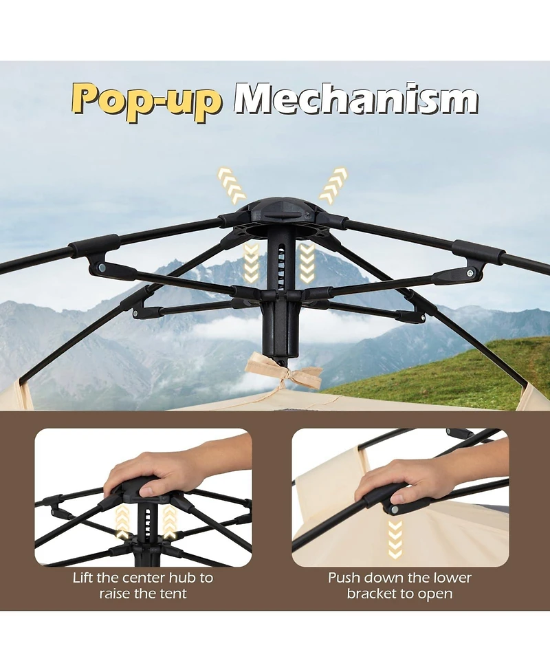 Mecale 4-Person Automatic Camping Tent with Rainfly and 2 Doors, Easy Setup Portable