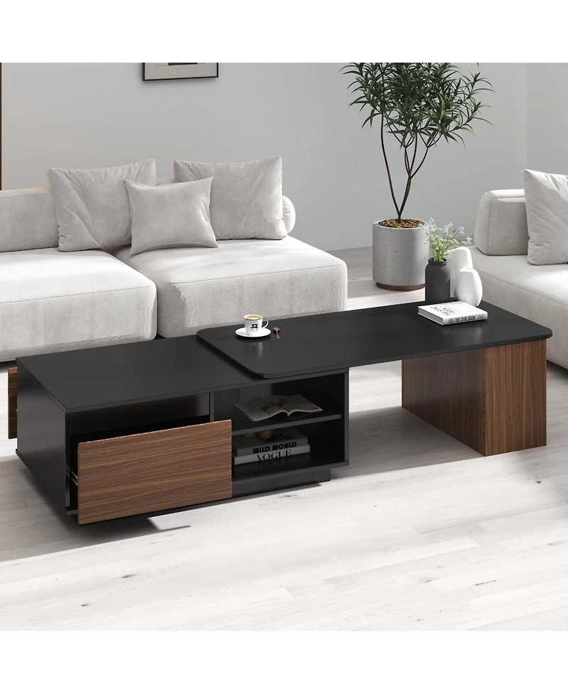 Boyel Living Extendable Coffee Table with Adjustable Length and Storage Drawers
