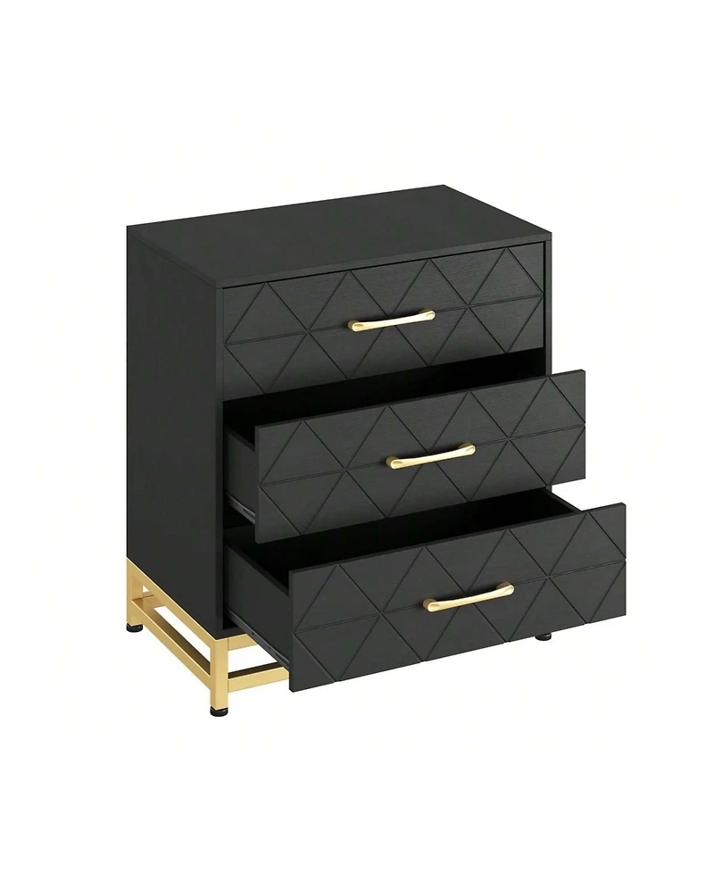 gaomon White 3-Drawer Wood Dresser, Bedroom Nightstand Storage Chest Organizer for Closet Clothes