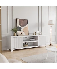 gaomon Fluted Tv Stand for 80 Inch Tv, Modern Entertainment Center with Storage & Gold Handles