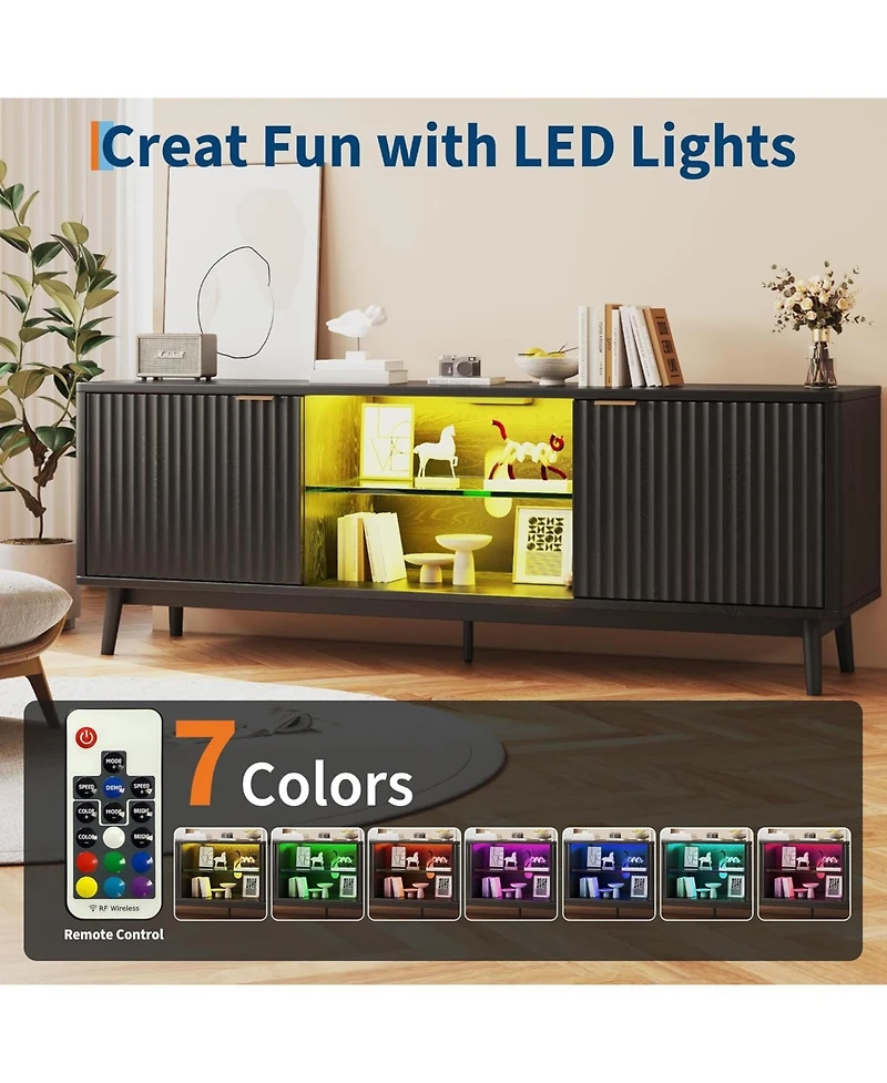 Gaomon 63" Modern Tv Stand with Storage, Adjustable Shelf, Power Outlet & Usb Ports – Entertainment Center for Living Room