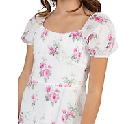 Rare Editions Girls' 7-16 Printed Square Neck Dress