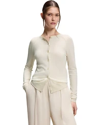 Boss by Hugo Women's Extra-Fine Merino Wool Button-Up Cardigan Sweater