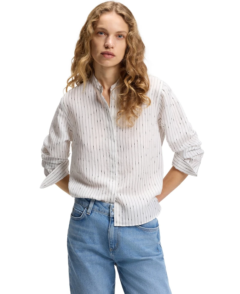 Boss by Hugo Women's Broken Stripe Regular-Fit Blouse