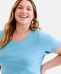 Style & Co Women's Plus Short-Sleeve Scoop-Neck Top