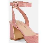 hyatt metallic sling block heel sandals