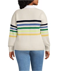 Lands' End Plus Drifter Rugby with Woven Collar Sweater