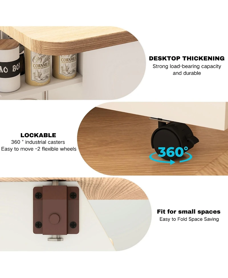 Folding Dining Table with Drawers and Cabinets