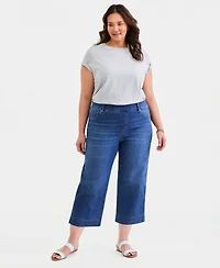 Style & Co Plus Wide-Leg Cropped Jeans, Macy's Exclusive